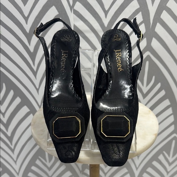 J.Renee Women's Black Slingback Heels - Picture 1 of 11